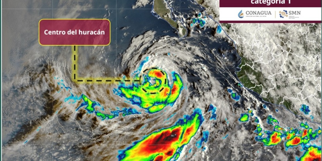 Imagen satelital del huracán "Rachel", localizado cerca de la costa de Cabo San Lucas, Baja California Sur.