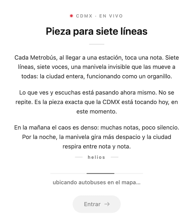 Organillero del Metrobús: Pieza para siete líneas