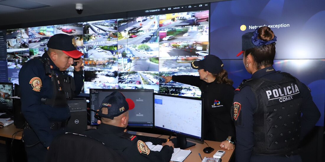 Elementos policiales en trabajos de monitoreo de seguridad en Álvaro Obregón.