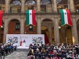 La presidenta Claudia Sheinbaum, ayer, al presentar avances en múltiples áreas.