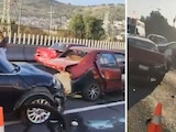 Choque múltiple en la autopista México - Pachuca provoca tráfico intenso; reportan un herido.