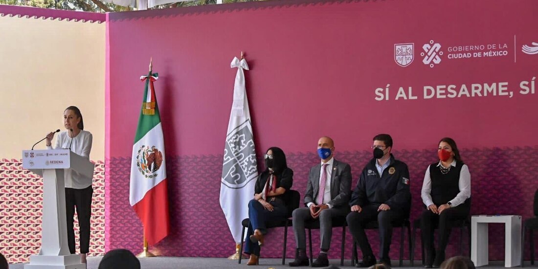 Claudia Sheinbaum, durante el arranque del programa "Sí al Desarme, Sí a La Paz 2022"