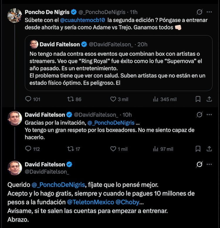 El intercambio de mensajes en redes entre Poncho De Nigris y David Faitelson