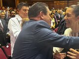 Joaquín Díaz Mena acompaña a Claudia Sheinbaum en la entrega de constancia como presidenta electa.