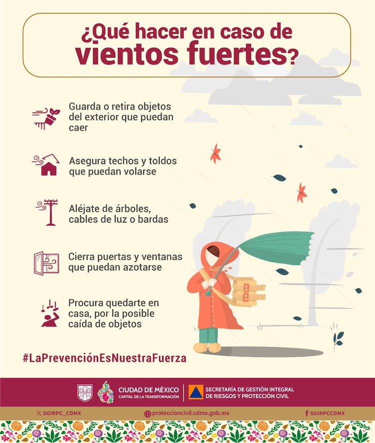 Recomendaciones para vientos fuertes