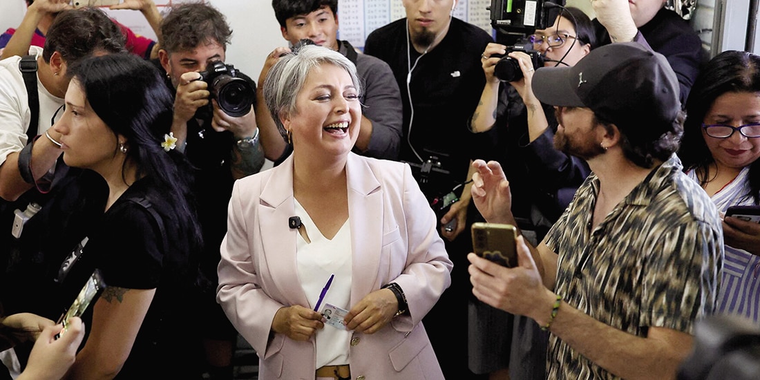 Jeannette Jara, candidata de la coalición gobernante de izquierda, ayer.