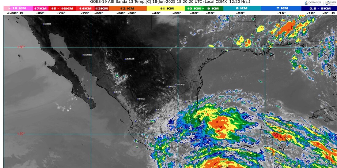 Huracán 'Erick' visto en satélite