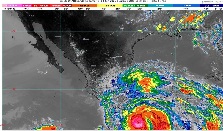 Huracán 'Erick' visto en satélite
