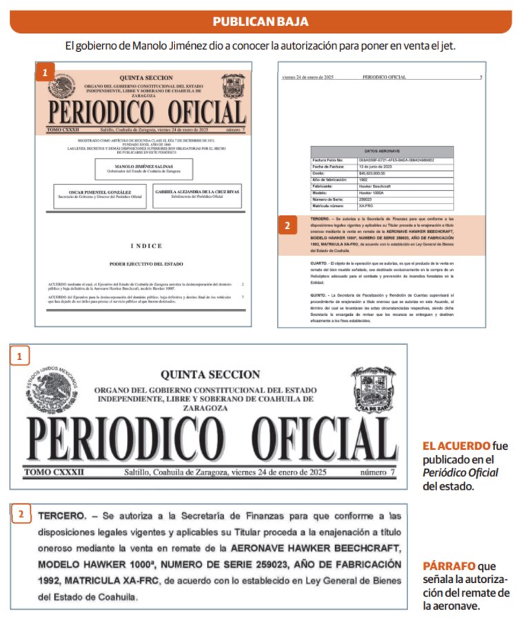 El gobierno de Manolo Jiménez dio a conocer la autorización para poner en venta el jet.