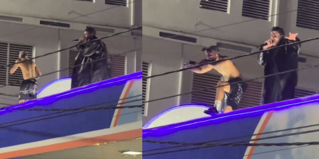 Bad Bunny da concierto en techo de gasolinera con Arcángel