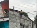 Sujeto trepa por los tejados para evitar ser anexado. Foto: Especial