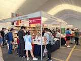 Stand de Siglo XXI Editores, en la Fiesta del Libro y la Rosa, en abril pasado.