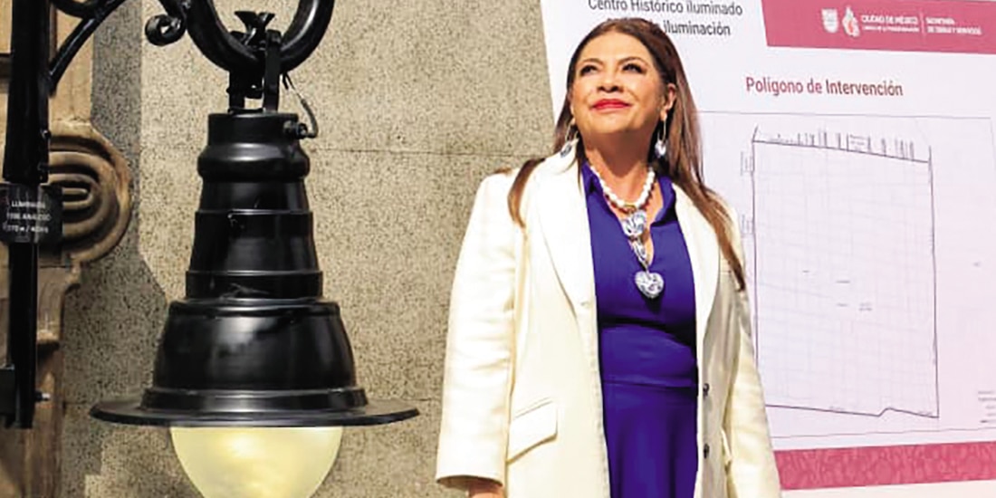 Clara Brugada durante el anuncio del programa de encendido, ayer.