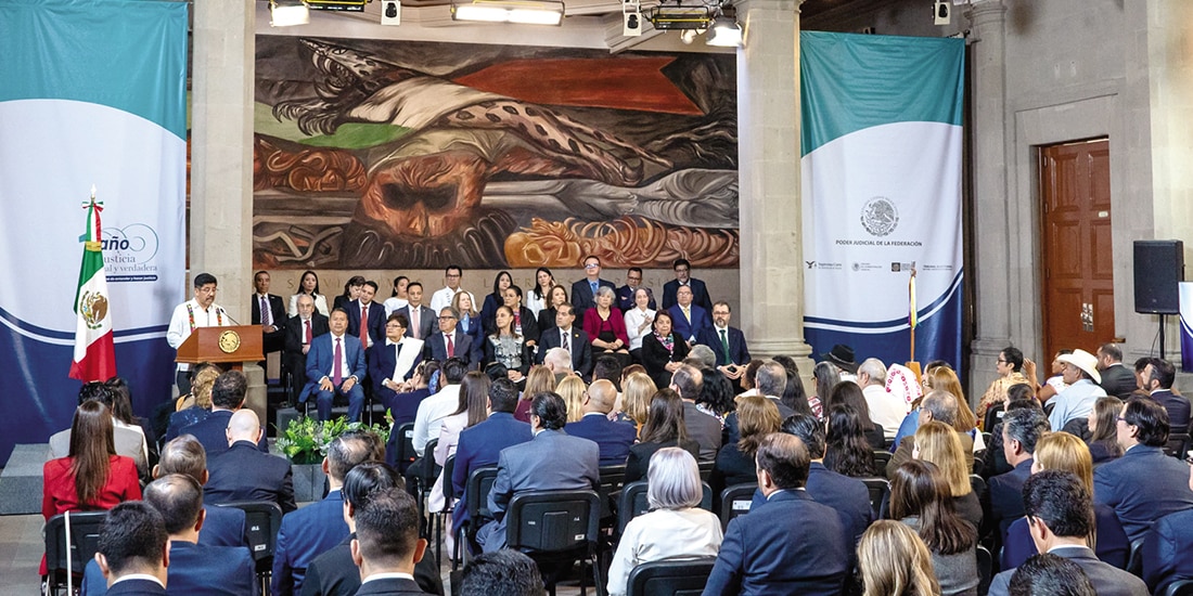 Presentación del primer informe de actividades del presidente de la Suprema Corte, Hugo Aguilar, ayer.