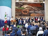 Presentación del primer informe de actividades del presidente de la Suprema Corte, Hugo Aguilar, ayer.