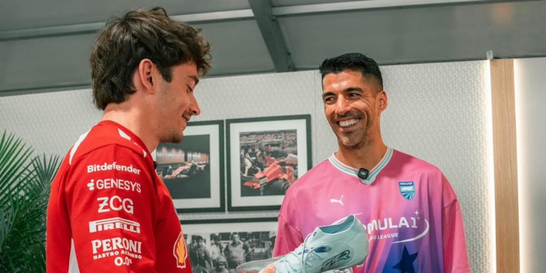 Charles Leclerc y Luis Suárez se encontraron en el GP de Miami.