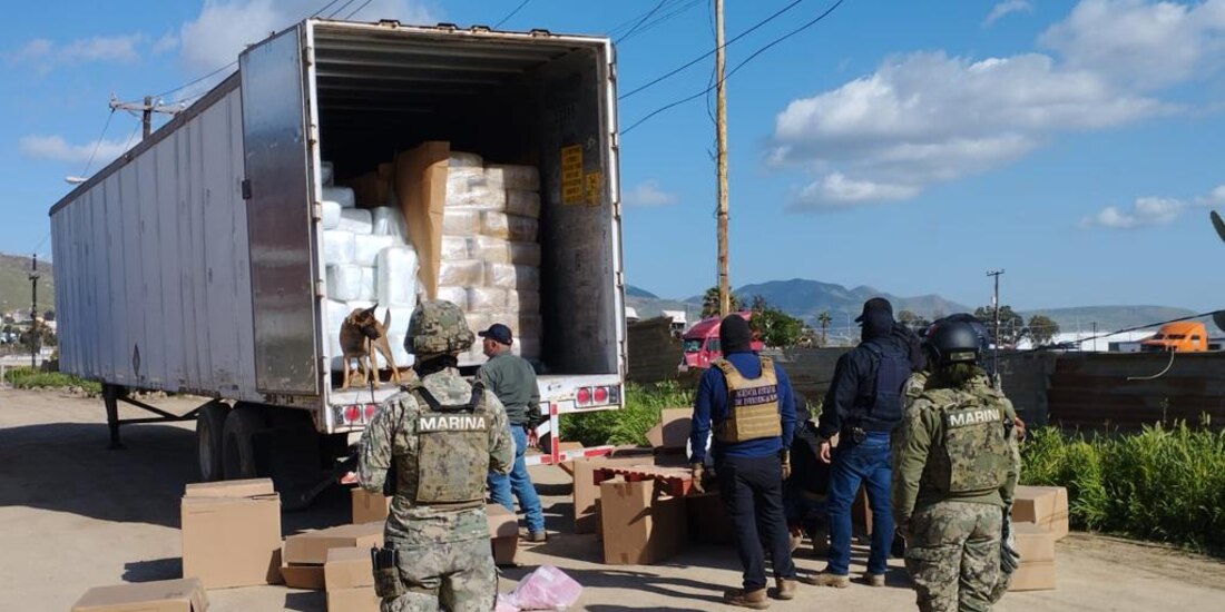 Agente de la Marina en el momento para incautar la droga.