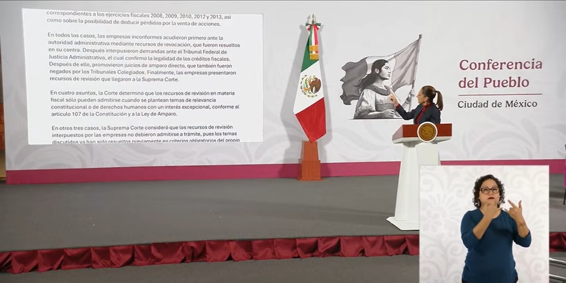 Claudia Sheinbaum este viernes en Palacio Nacional.