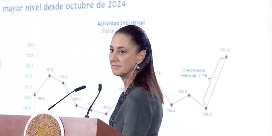 LA PRESIDENTA Claudia Sheinbaum Pardo, en conferencia
matutina desde Palacio Nacional, ayer.