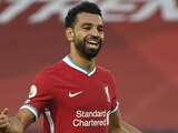 Salah celebra un gol con el Liverpool en la actual campaña de la Premier League.