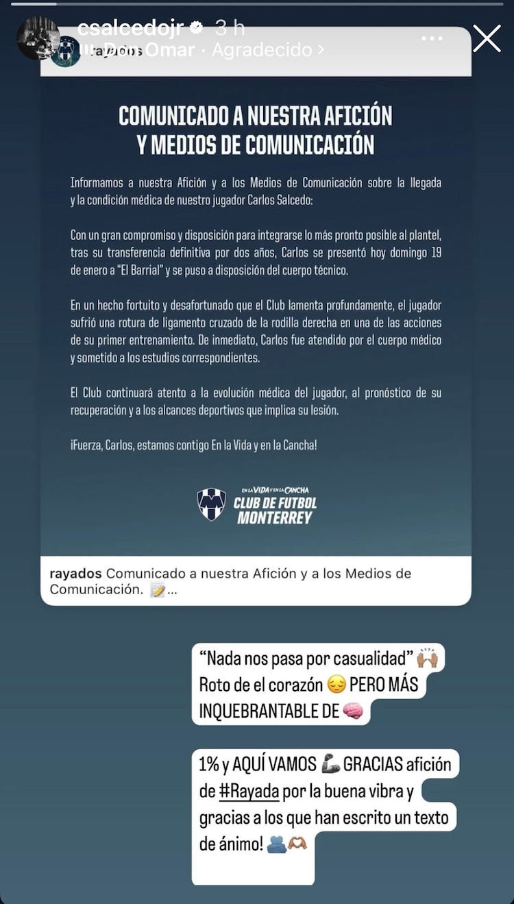 Carlos Salcedo reacciona ante el comunicado del Monterrey