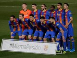 Jugadores del Barcelona previo a su encuentro contra el Real Madrid el pasado 10 de abril.