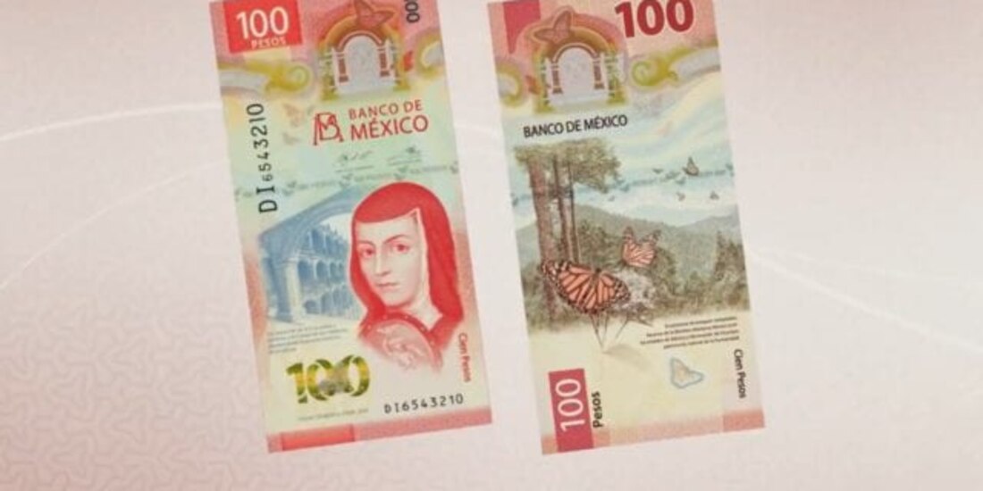 El billete de 100 pesos de Sor Juana Inés de la Cruz forma parte de la actual Serie G