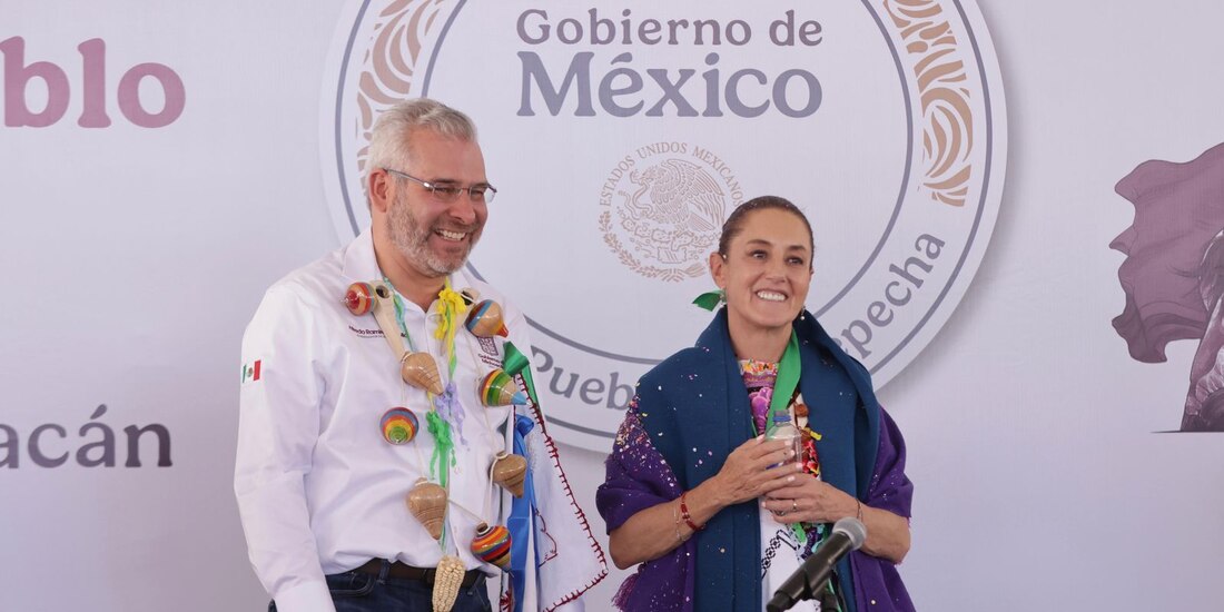 La Presidenta Claudia Sheinbaum y Alfredo Ramírez Bedolla, gobernador de Michoacán.