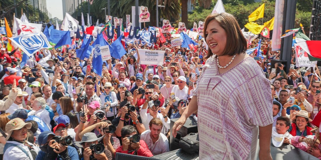 La senadora, durante su discurso en el Monumento a la Revolución, ayer