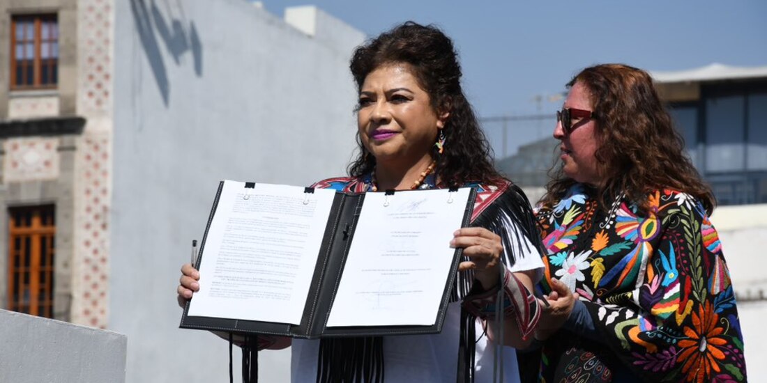 Clara Brugada, Jefa de Gobierno, firmó el decreto para conmemorar, en 2025,, los 700 años de la fundación de México-Tenochtitlan.