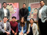 Equipo de HSBC durante la presentación de la serie El Gato Aurelio, ayer.