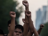 Aspecto de una marcha de comunidades indígenas en CDMX.