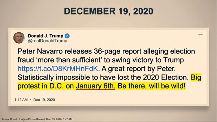 Tuit de Trump como evidencia.