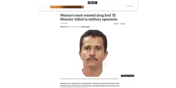 La BBC de Reino Unido destacó la muerte del capo en un operativo.