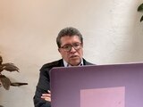 Ricardo Monreal en la conferencia de hoy.