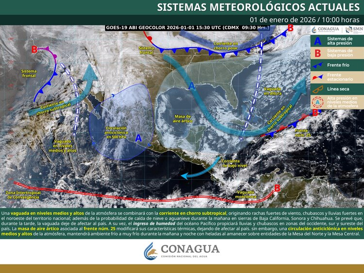 Pronóstico del clima jueves 1 de enero Conagua