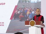 La mandataria Claudia Sheinbaum Pardo, ayer, en conferencia de prensa.