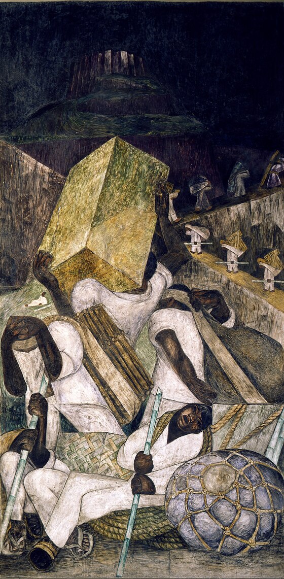 Jean Charlot, Los cargadores, mural, detalle, 1923, Secretaría de Educación Pública.