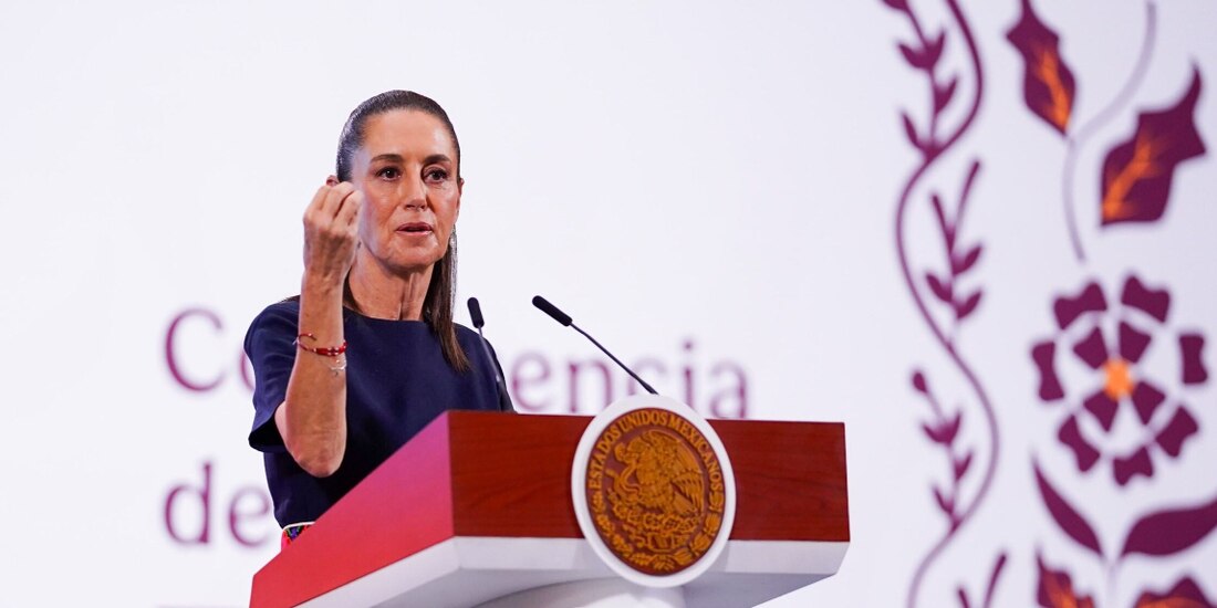 La Presidenta Claudia Sheinbaum, ayer, en conferencia de prensa.