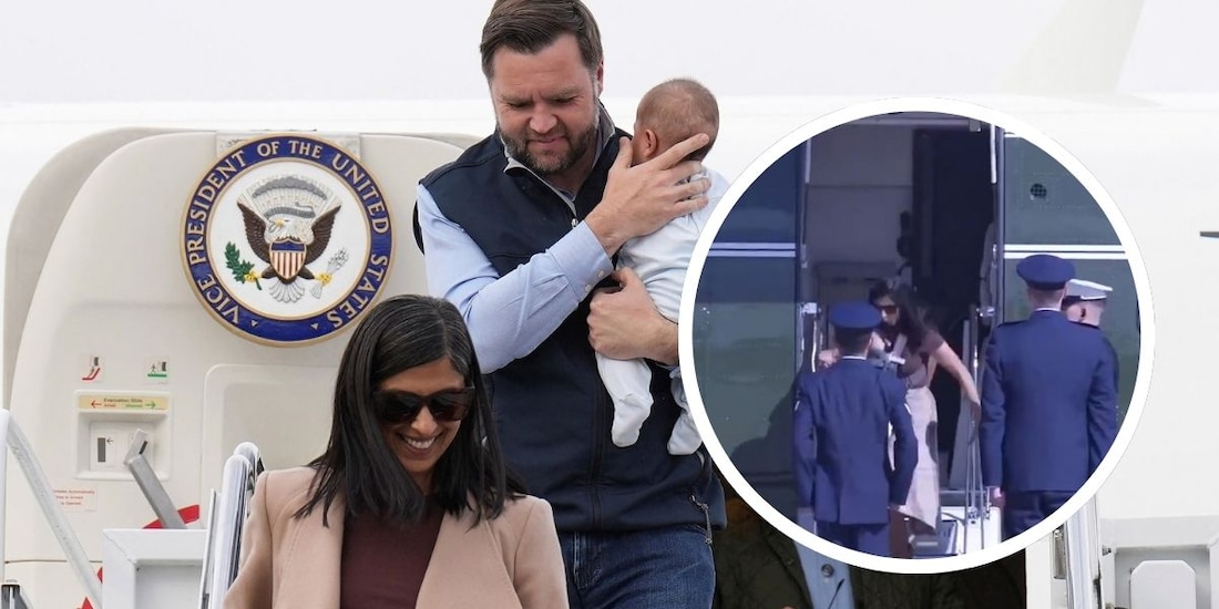 Usha Vance, esposa de JD Vance, casi cae de helicóptero con su hijo Alec Neel en brazos.