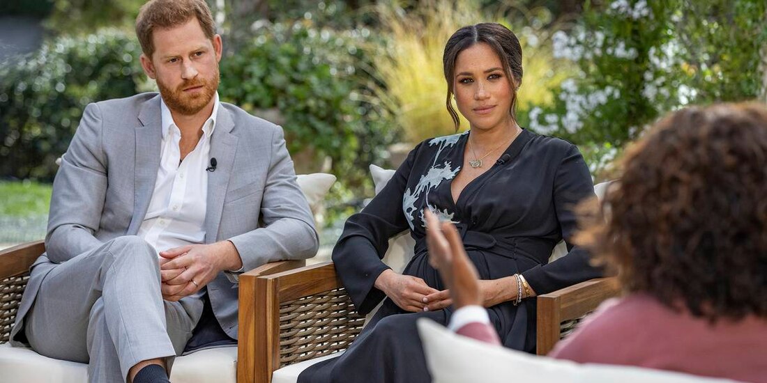 Meghan Marckle y el príncipe Harry en la entrevista con Oprah