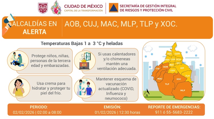 Alerta por bajas temperaturas en CDMX