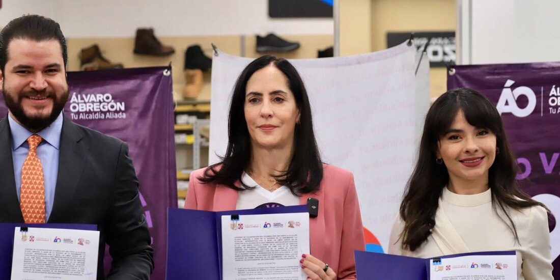 La alcaldesa Lía Limón firmó un convenio e instaló el Punto Violeta 157, en lo que va de su administración, en la sucursal Olivar del Conde 2ª Sección de la empresa Coppel.