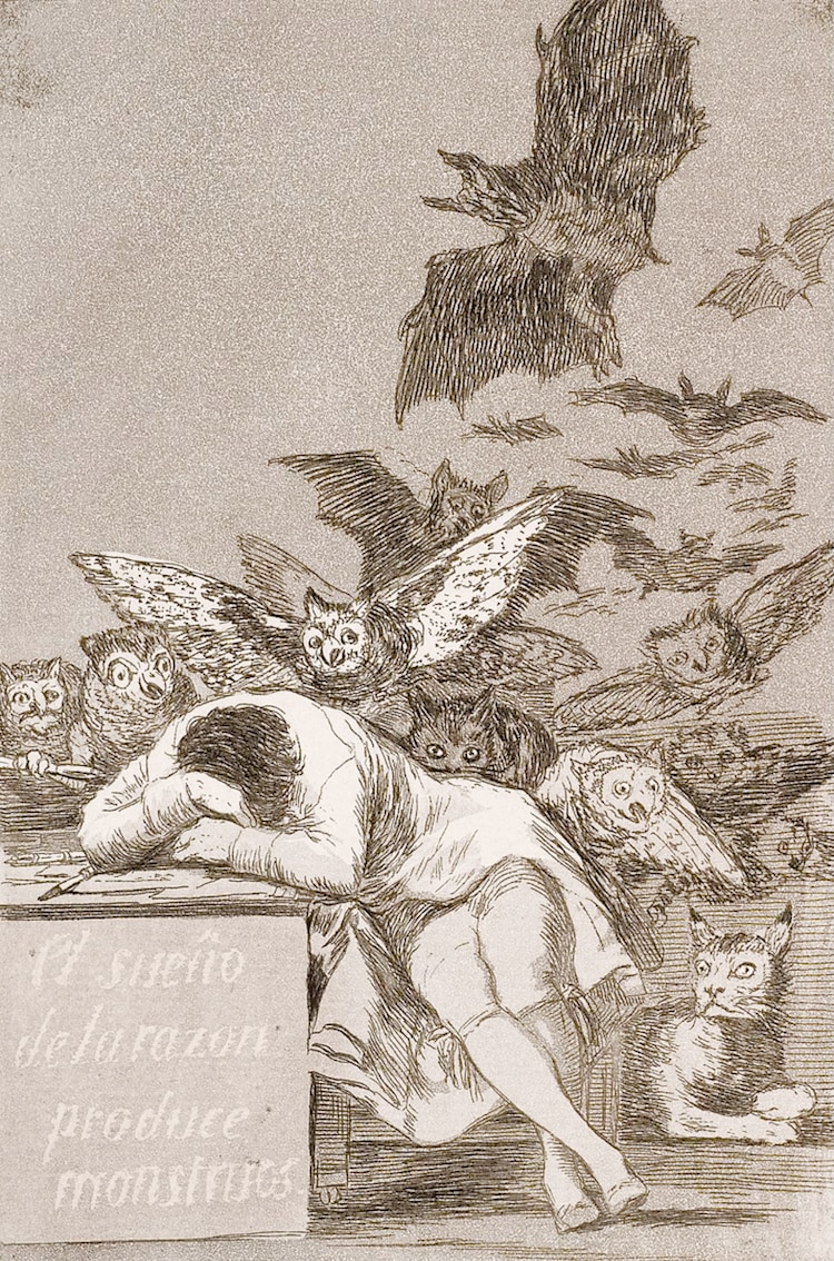 El sueño de la razón produce monstruos de la serie. Los Caprichos 1799