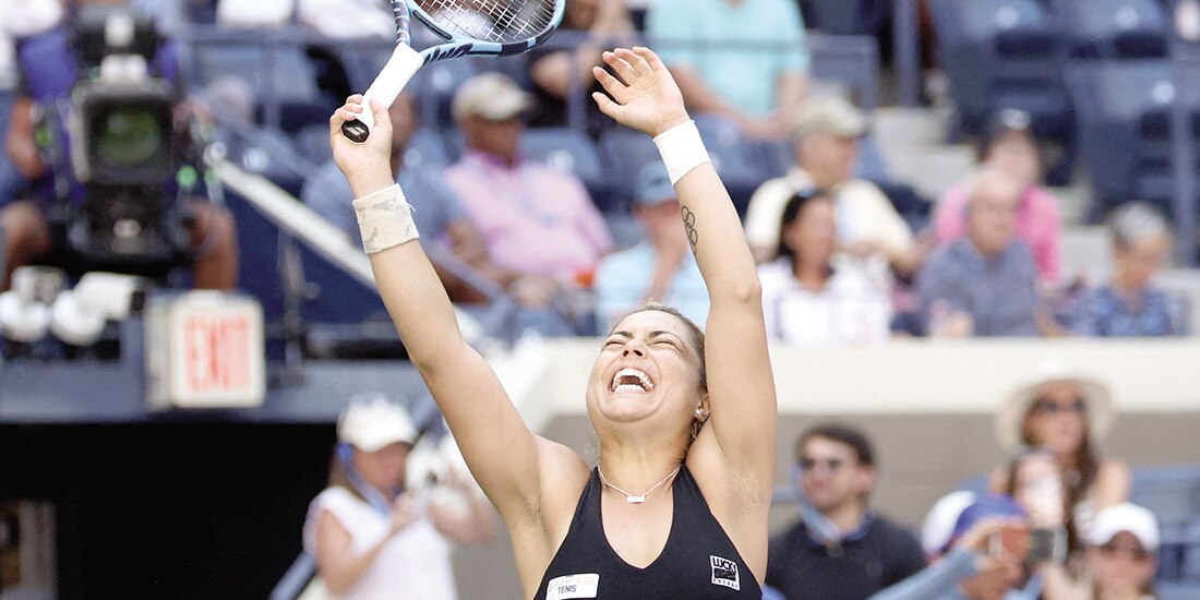 La mexicana celebra su triunfo de ayer en el US Open 2025.