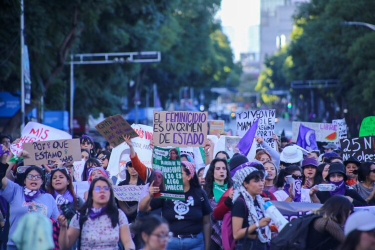 Marcha de mujeres en el 25N.