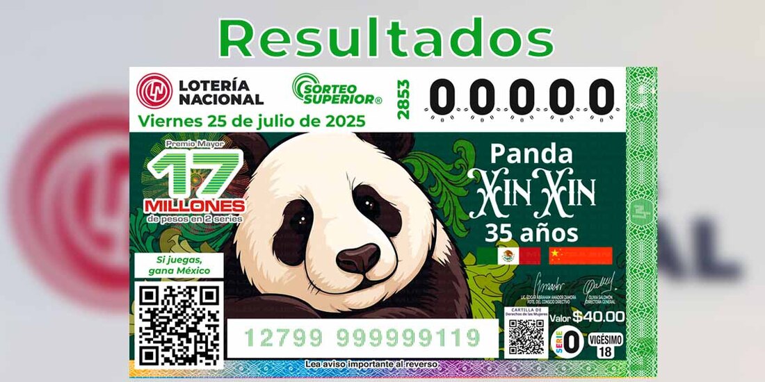 Resultados del Sorteo Superior 2853 del 25 de julio del 2025.