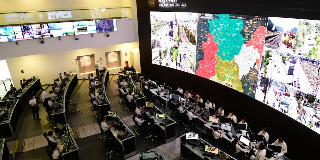 Centro de monitoreo del Gobierno del Estado de México.