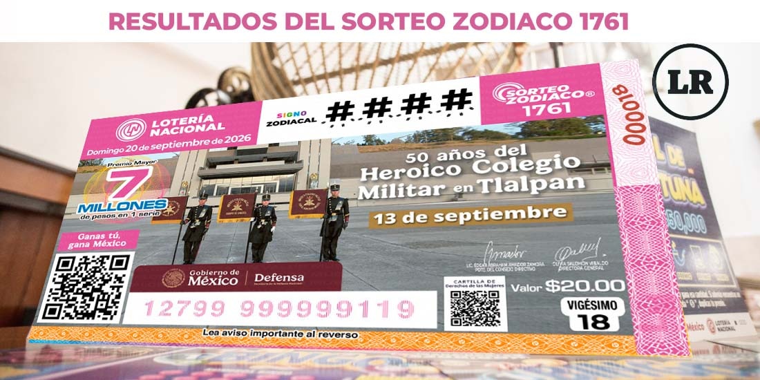 Resultados Sorteo Zodiaco 1761 del 20 de septiembre del 2026 de Lotería Nacional.