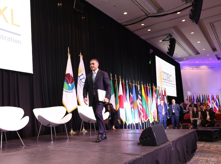 Omar García Harfuch durante la Conferencia Internacional para el Control de Drogas
